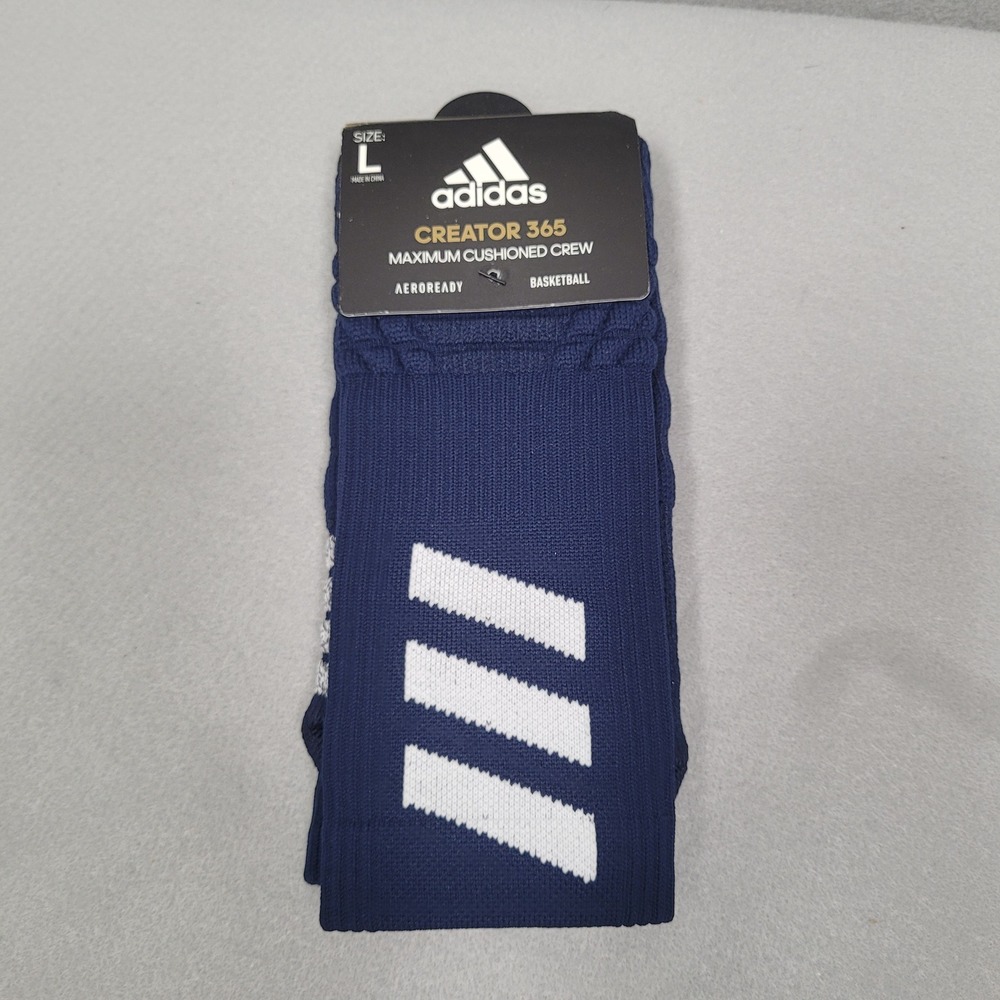 Adidas Creator 365 Maximum Cushioned Crew Basketball Socks Navy Blue Size L
